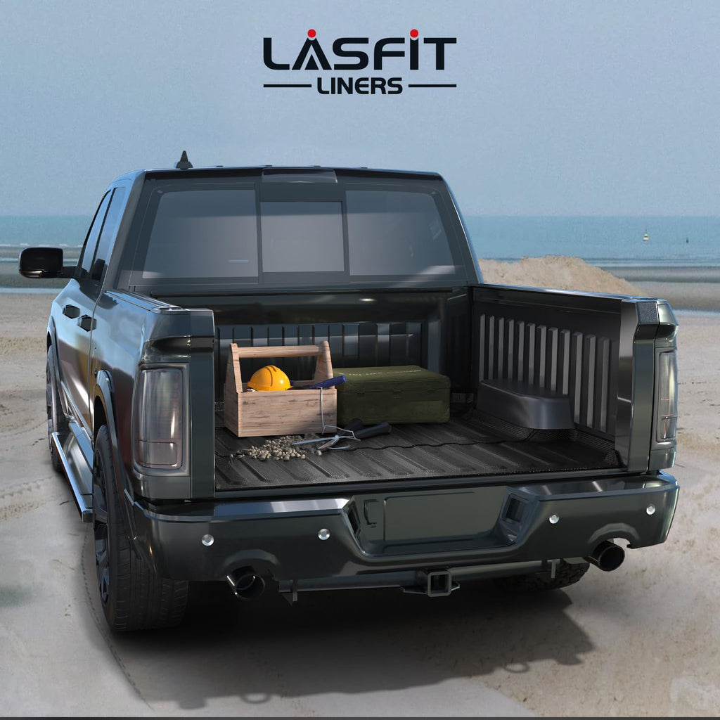 LASFIT Truck Bed Mat for 2009-2016 Ford F250 F350 F450 6.75ft Super Duty 81.9'' Bed Liner(Not fit with Drop-in Bed Liner), TPE 100% All Weather Car Bed Mat for F-250 F-350 F-450,1PCS Black
