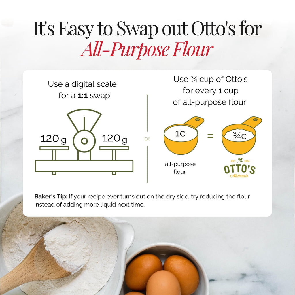 Otto's Naturals Multi-Purpose Cassava Flour, Non-GMO, Gluten-Free, Grain, Nut and Gum-Free, 1-to-1 Wheat Alternative, Paleo, AIP, 1 lb