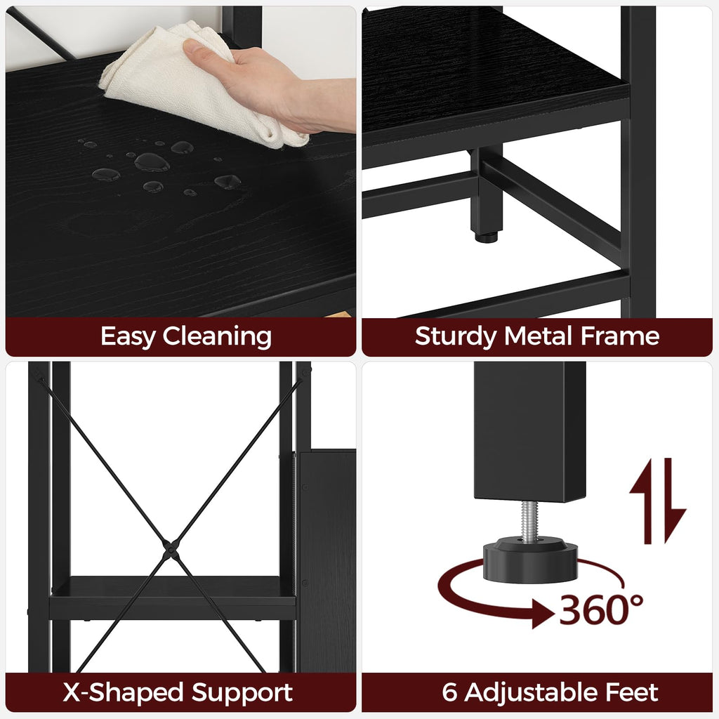 MAHANCRIS 20-37 Gallon Fish Tank Stand, Aquarium Stand with Power Outlet and Storage Cabinet, Heavy Duty Tank Stand Suitable for Turtle Tank, Reptile Terrarium, for Home Office, Black FTHB40E01