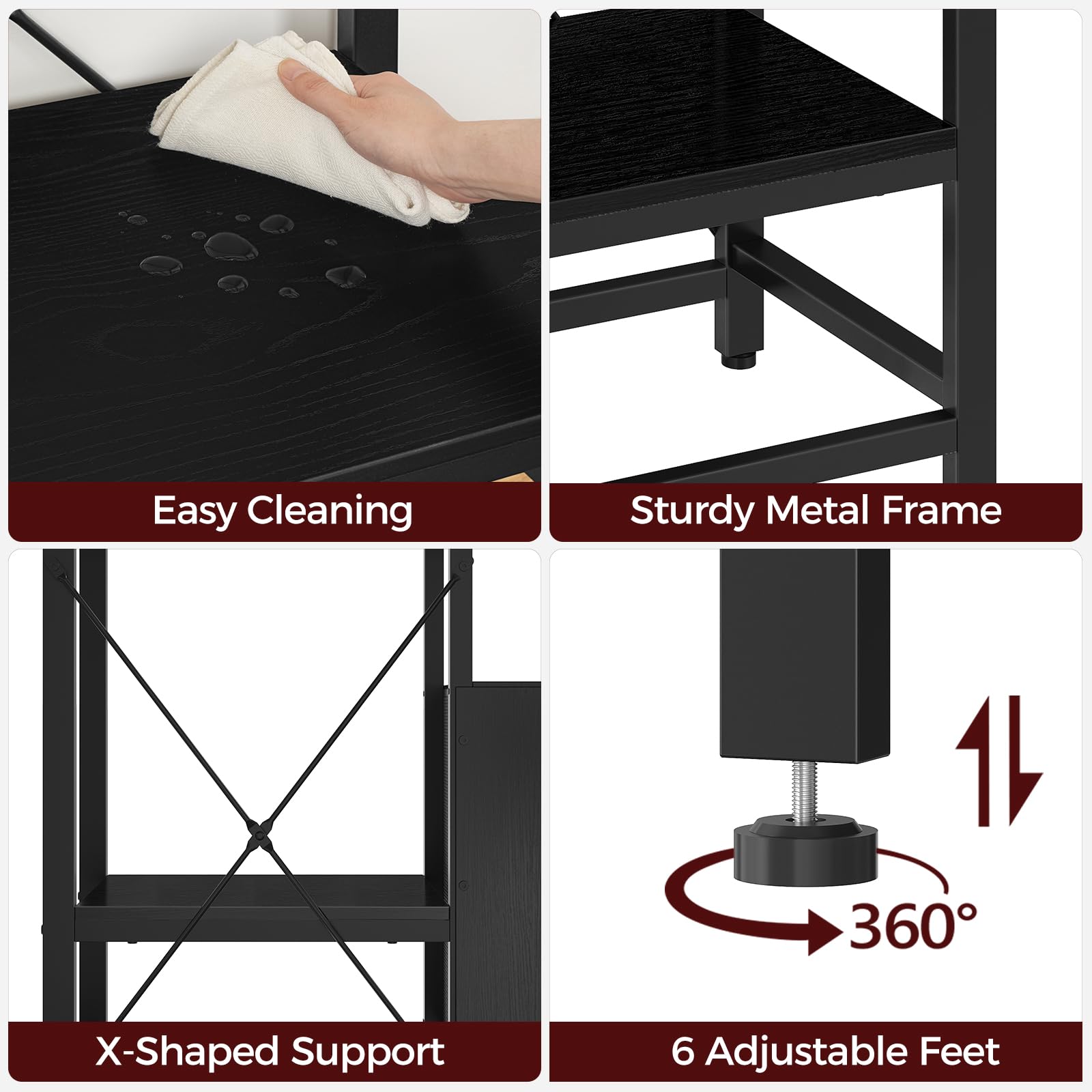 MAHANCRIS 20-37 Gallon Fish Tank Stand, Aquarium Stand with Power Outlet and Storage Cabinet, Heavy Duty Tank Stand Suitable for Turtle Tank, Reptile Terrarium, for Home Office, Black FTHB40E01