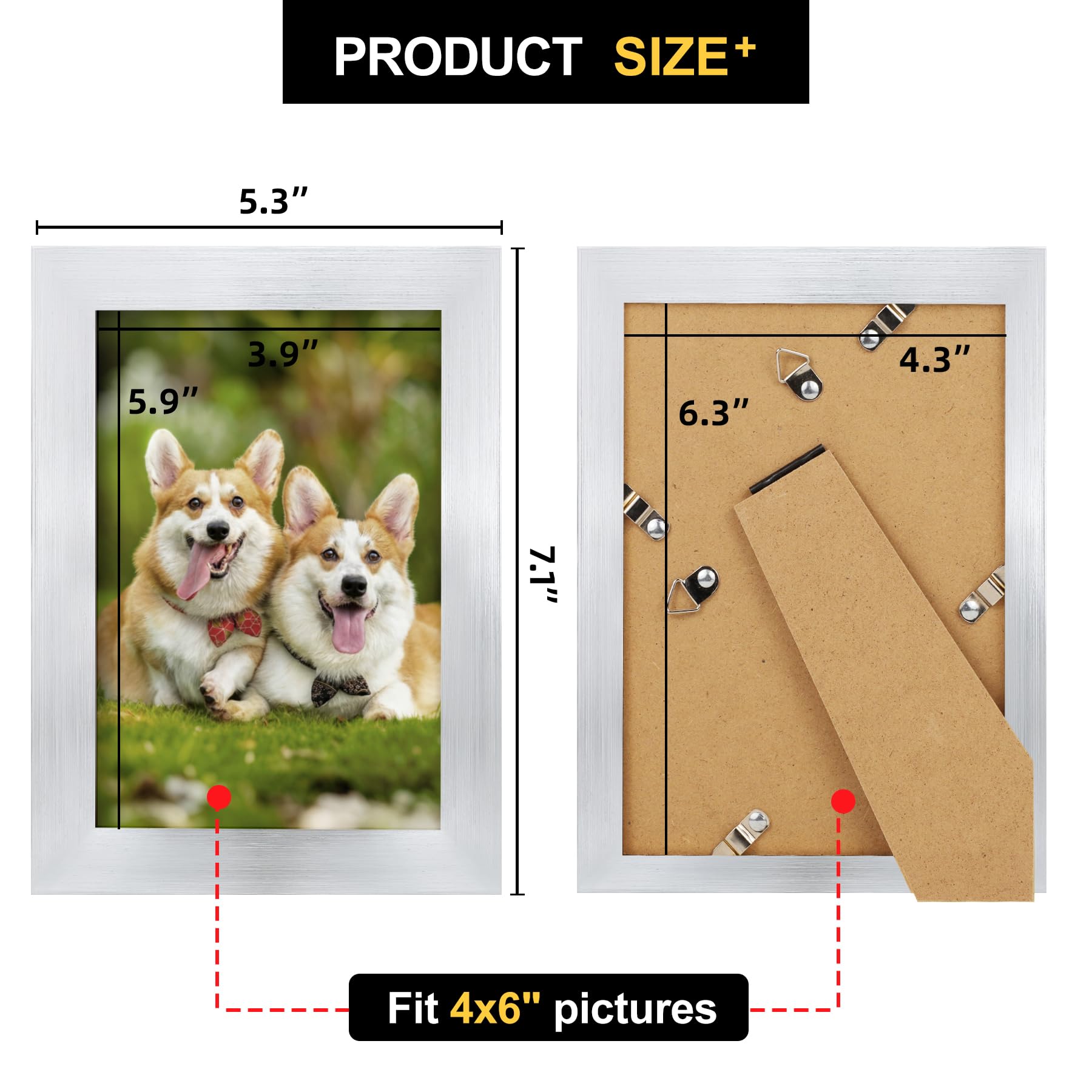 TOFOREVO Picture Frames 4x4 Set of 2 Black Wood Grain Photo Frame for Gallery Wall Mounting or Tabletop Display