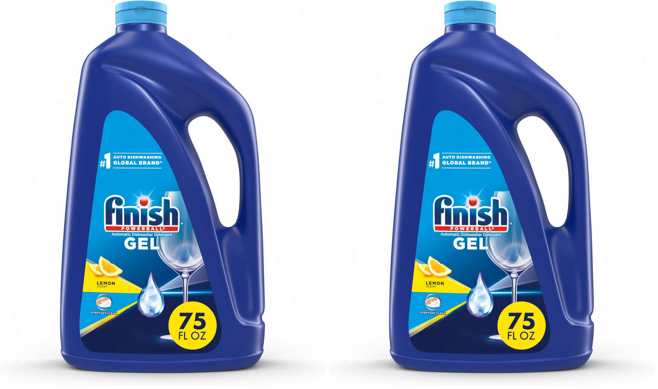Finish Gel Liquid Dishwasher Detergent, Advanced Deep Cleaning Power Dish Soap, Fights Tough Stains, Dishwasher Soap, Plastic-Free & Septic Safe Dish Detergent, Lemon Scent, 75oz