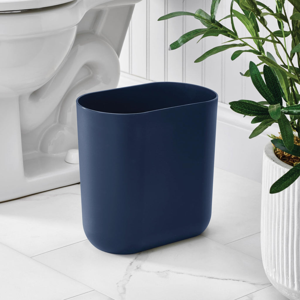 iDesign Small Slim Plastic Bathroom Trash Can, Black | Garbage Can for Bedroom, Office, Desk, Dorm