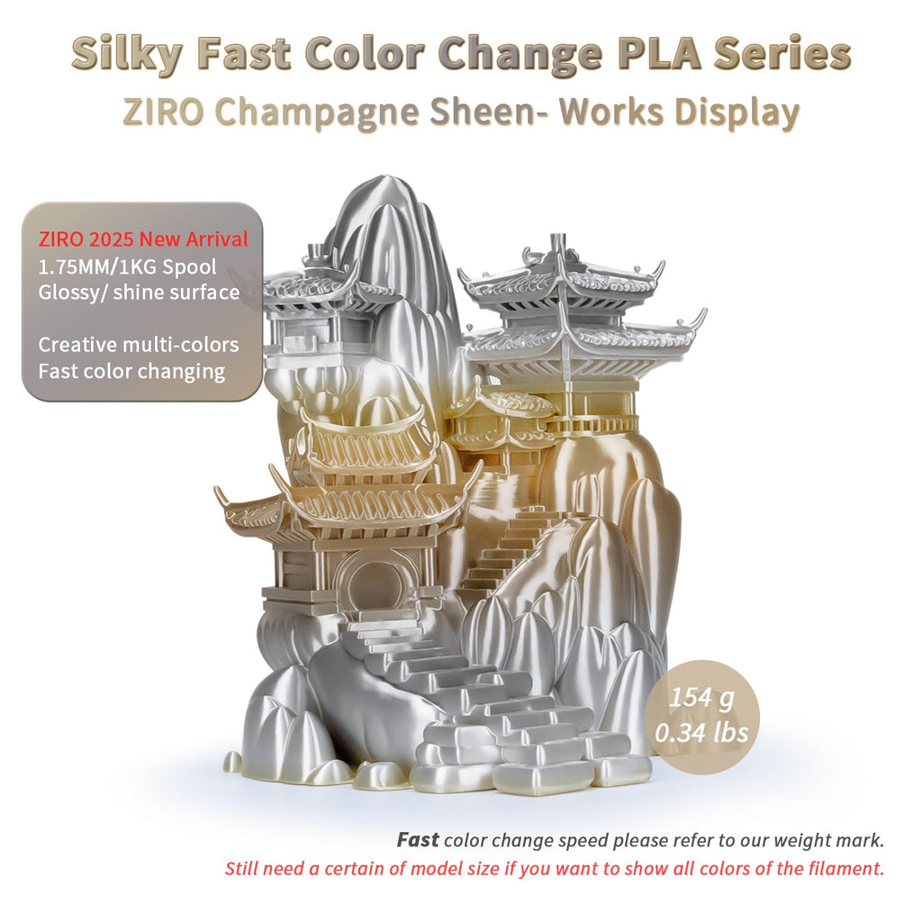 ZIRO Fast Color Change PLA, 1.75mm Color Gradient Filament, Glossy Rainbow PLA Filaments, Fit Most 3D Printer Pen, Shiny Surface 1KG/2.2lbs Spool, Aqua Sky (Silk)