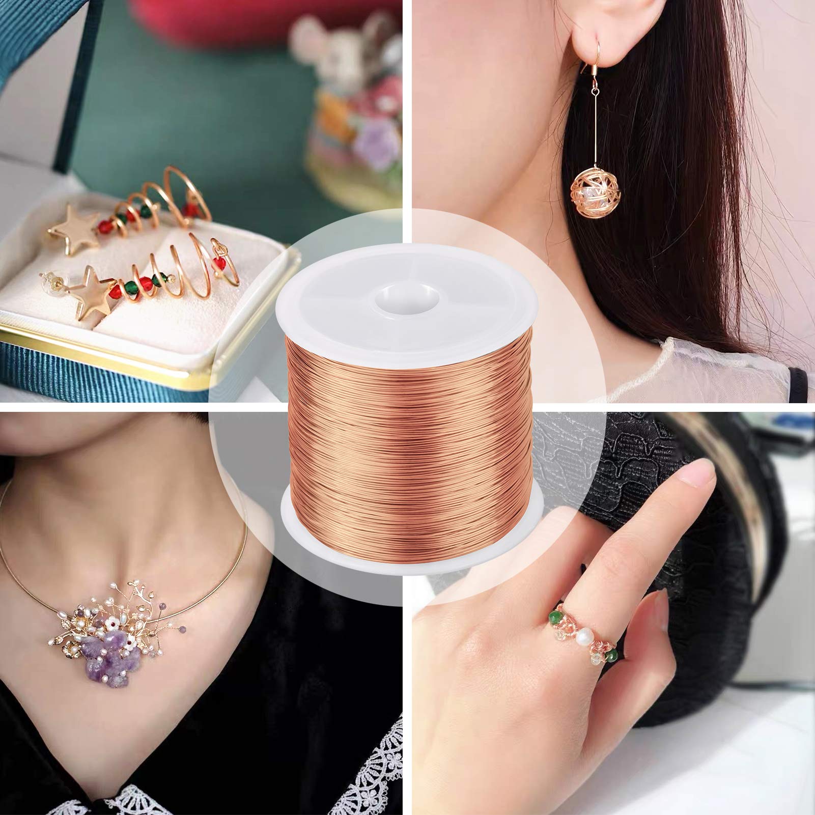 MIKIMIQI Jewelry Wire - 328Ft, 26 Gauge, Tarnish Resistant, Copper, 0.4mm X 100m (Gold)
