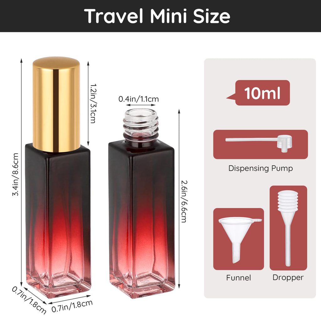 Segbeauty 0.34oz Mini Perfume Spray Bottles, 10Pack 10ml Glass Travel Perfume Atomizer Refillable, Small Empty Cologne Atomizer for Frangrance, Sample Cologne Bottles Sprayer with Refill Tool