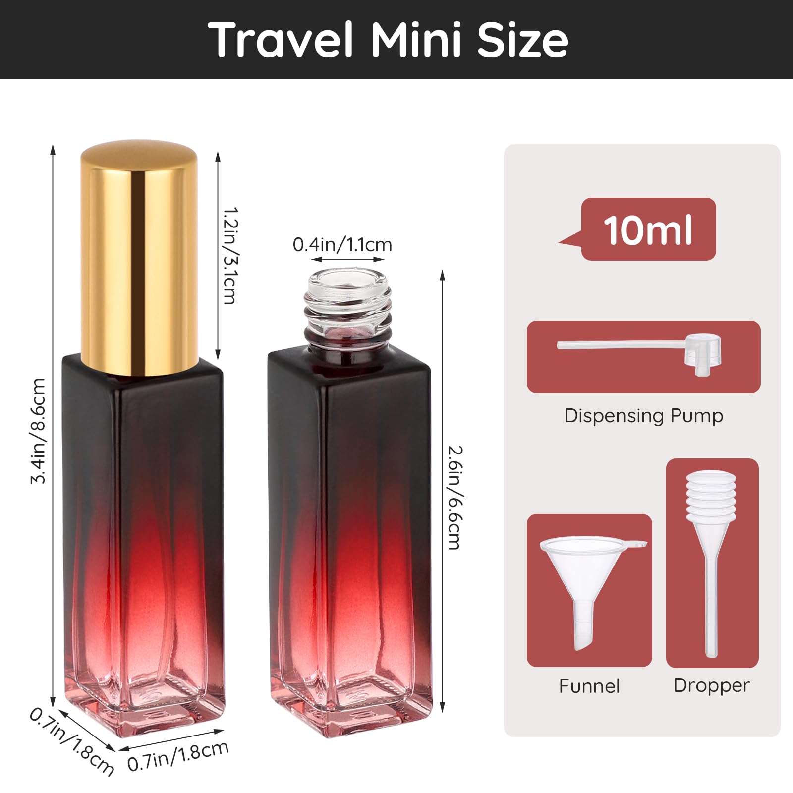 Segbeauty 0.34oz Mini Perfume Spray Bottles, 10Pack 10ml Glass Travel Perfume Atomizer Refillable, Small Empty Cologne Atomizer for Frangrance, Sample Cologne Bottles Sprayer with Refill Tool