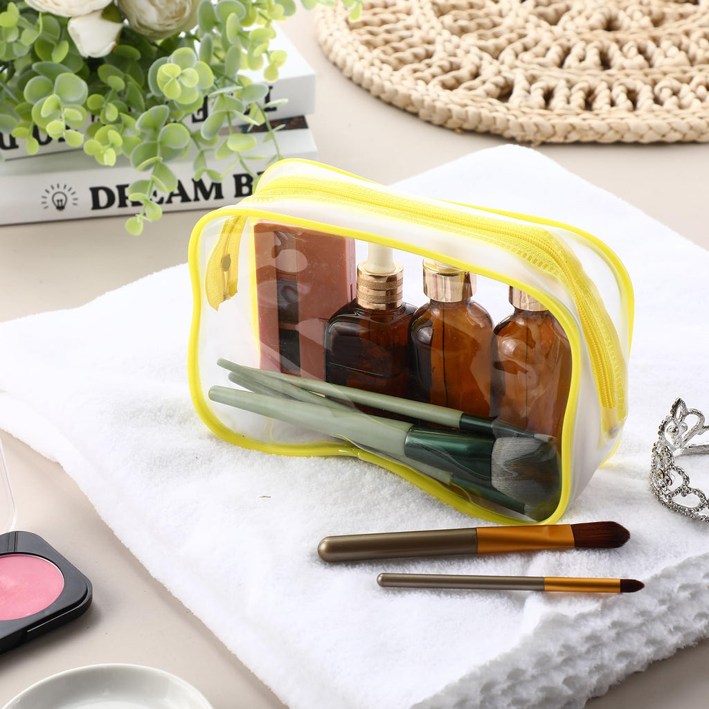 Weewooday 12 Pieces Clear Makeup Bags Cosmetic Storage Bags PVC Zipper Pouches Travel Waterproof Makeup Plastic Case for Women Organizing Toiletries Traveling Bathroom(Medium,Black)