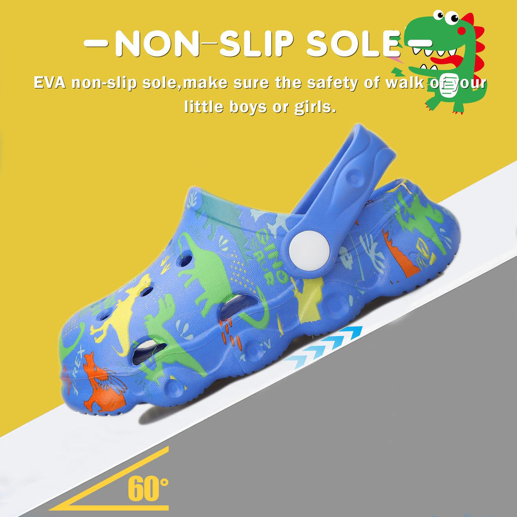 OWIF Toddler Clogs Boys Girls Kids Dinosaur Garden Shoes Slip on Sandals Slides Water Summer Shoes for Outdoor Beach Pool