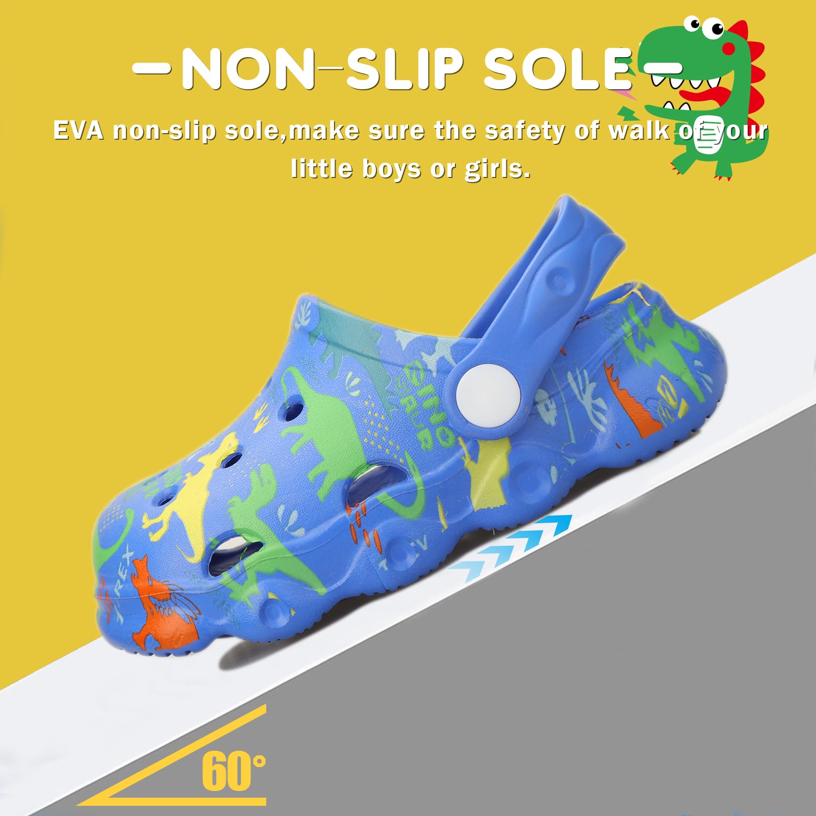 OWIF Toddler Clogs Boys Girls Kids Dinosaur Garden Shoes Slip on Sandals Slides Water Summer Shoes for Outdoor Beach Pool