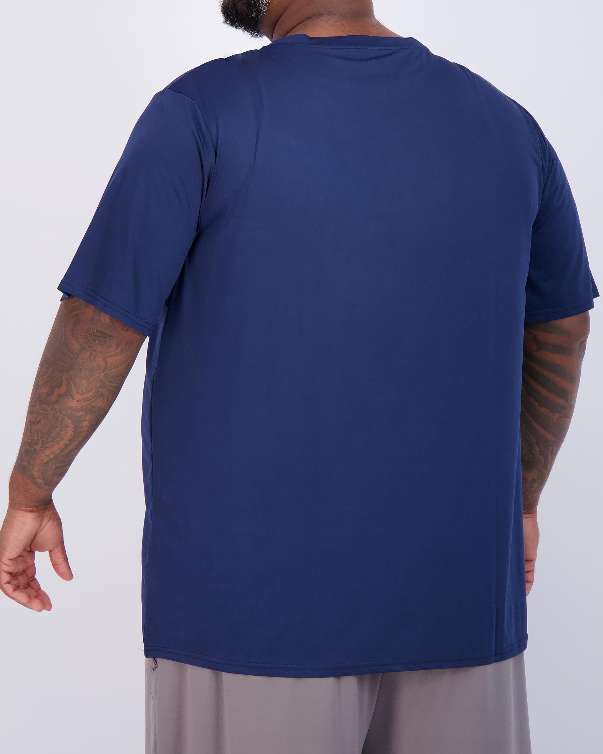 Real Essentials 3 Pack: Men's Big & Tall Short Sleeve V-Neck Athletic T-Shirt Dry-Fit Workout Shirts Moisture Wicking (3X-5X)