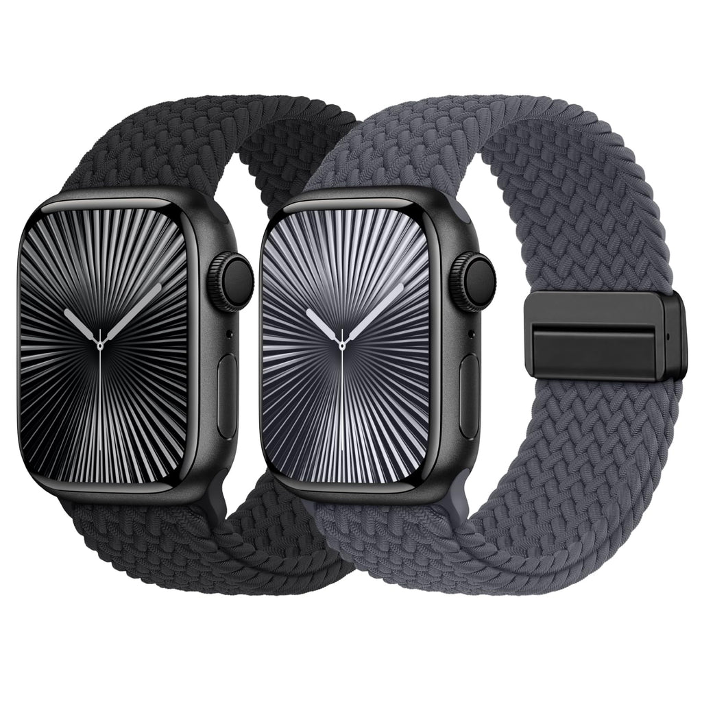 Braided Stretchy Bands with Magnetic Clasp Compatible for Apple Watch Band 38mm 40mm 41mm 42mm 44mm 45mm 46mm 49mm Women Men, Nylon Sport Solo Loop for iWatch Series 11 10 9 8 7 6 5 4 3 Ultra 3 2 1 SE