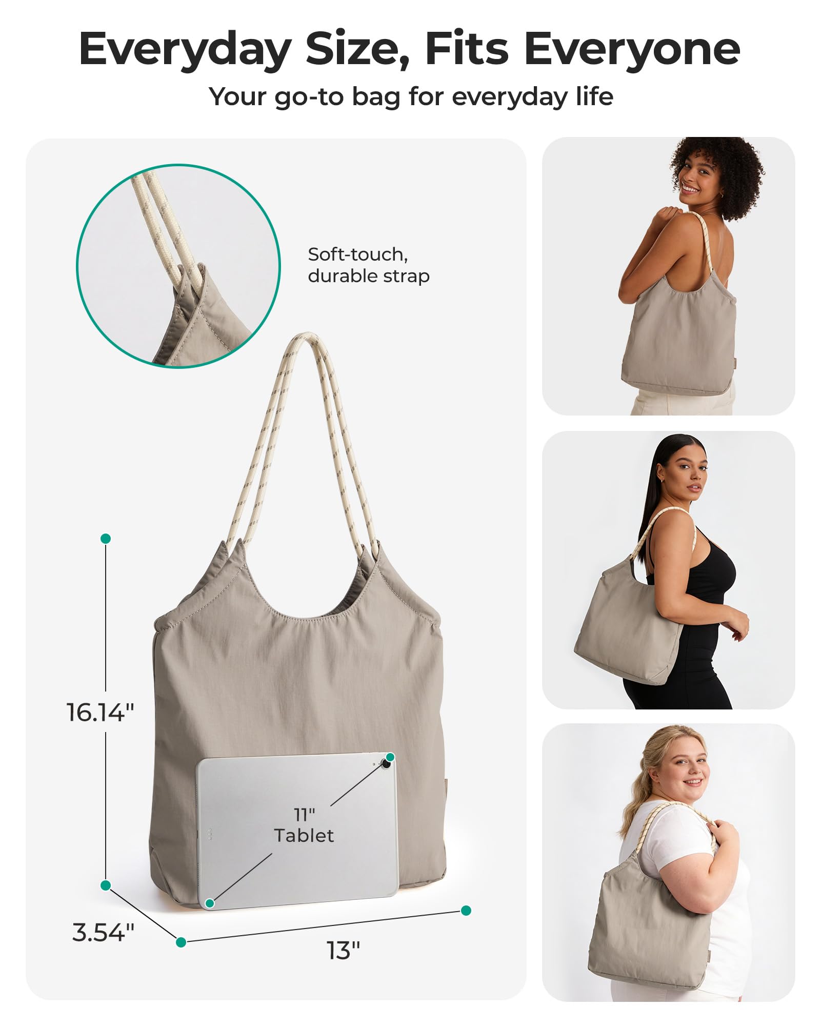 BAGSMART Beach Bags for Women, Beach Tote Bag Beach Bag with Zipper Travel Tote Bag for Women Sandproof Swim Pool Bag | Packable Beach Bag
