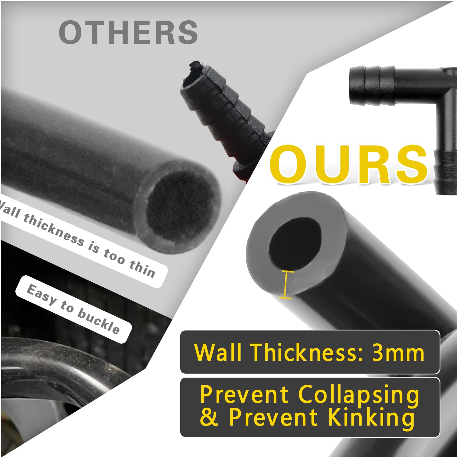 Shineyoo Silicone Vacuum Tubing Hose 6.6 FT, 1/8" 5/32" 1/4" 5/16" 3/8" ID High Performance 130PSI, Engine Automotive Vacuum Silicone Hose Line 5PCS