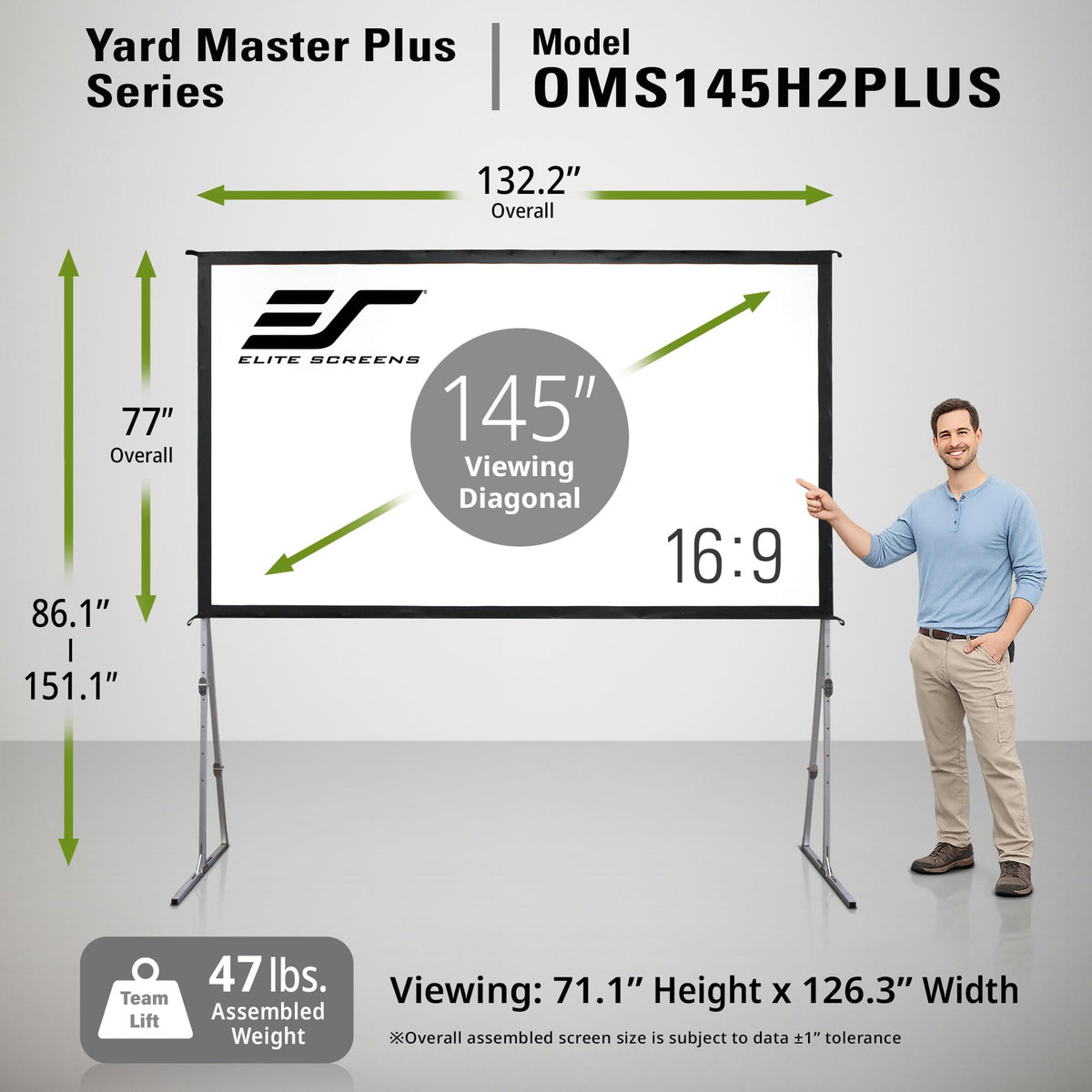 Elite Screens 100-inch Wraith Veil DUAL, 16:9, 0.8 Gain, 150° Viewing Angle, Front & Rear Projection Screen, Yardmaster 2 OMS100H2-Dual