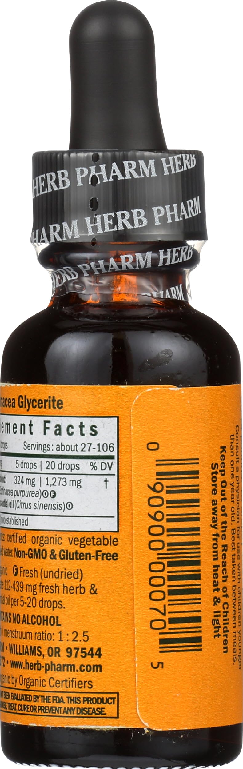 Herb Pharm Kids Echinacea Extract Alcohol-Free Certified Organic Liquid Herbal Supplement for Kids, Immune Support Drops for Toddlers & Children, Non-GMO, Vegan, Echinacea Purpurea Root, 1 fl oz