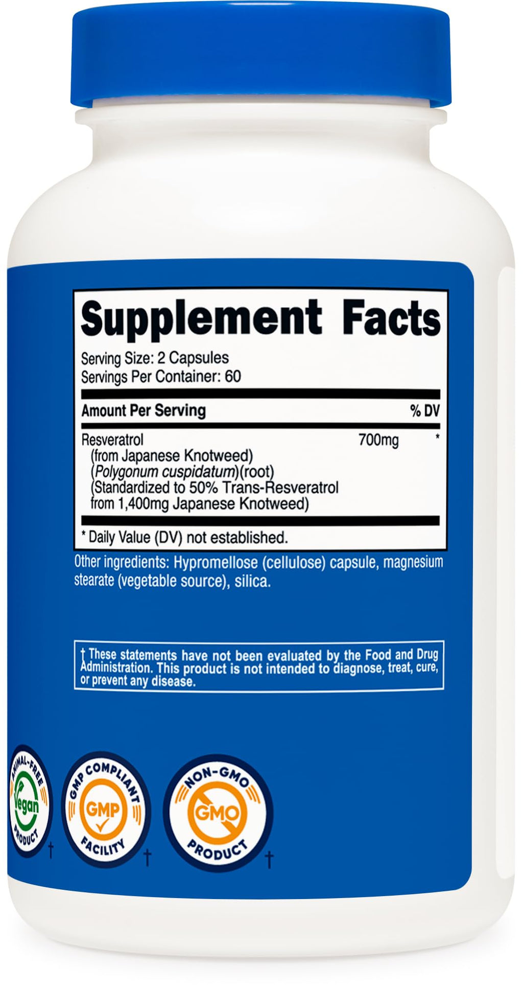 Nutricost Resveratrol 700mg; 120 Vegetable Capsules - 50% Trans-Resveratrol (3 Bottles)