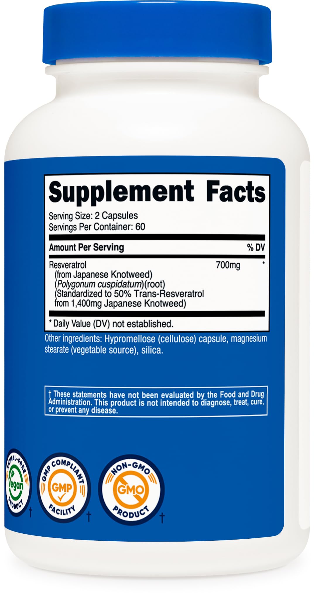 Nutricost Resveratrol 700mg; 120 Vegetable Capsules - 50% Trans-Resveratrol (3 Bottles)