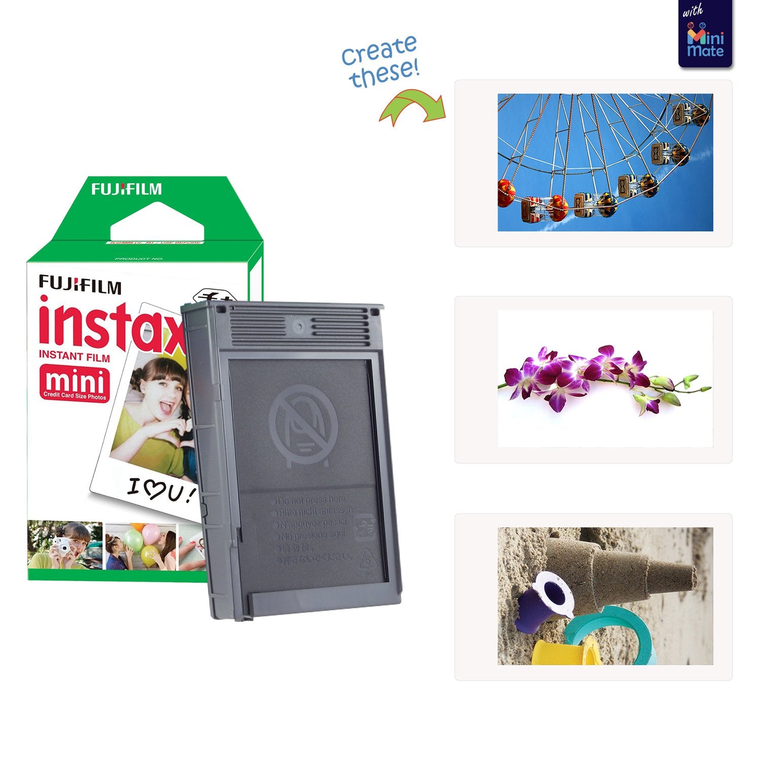 Fujifilm Instax Mini 12 Instant Camera + MiniMate Accessory Bundle & Compatible Custom Case + Fuji Instax Film Value Pack (50 Sheets) Flamingo Designer Photo Album (Mint Green)