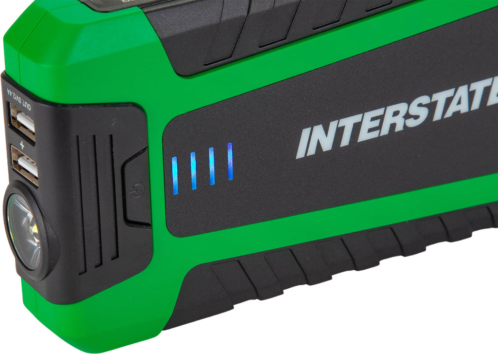 Interstate Batteries Jump Starter and Charger 12V 700A (8,000mAh, 8Ah) Portable LED Jumpstart Battery Power Pack for 12 Volt Automotives, USB Electronics (JMP0800)