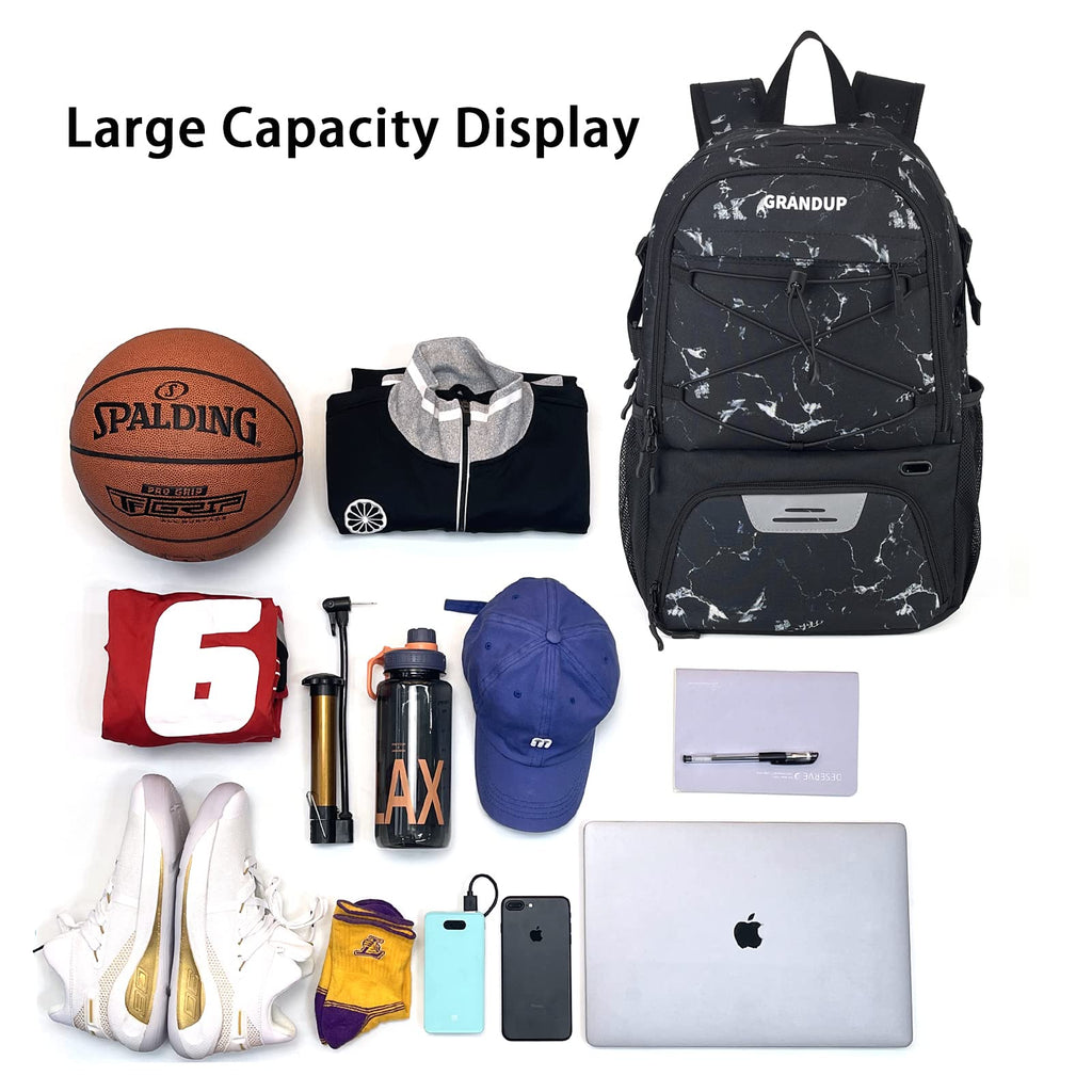 GRANDUP Basketball backpack with ball and shoes compartment Fit Volleyball, soccer, Swim, Gym, Travel, and School, large capacity sports training equipment bags