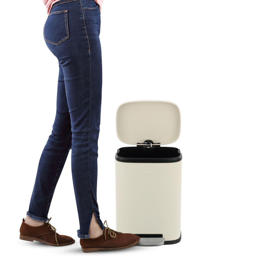 happimess HPM1006B Connor Rectangular 13-Gallon Trash Can with Soft-Close Lid and Free Mini Trash Can, Fingerprint Resistant, Modern, Minimalistic for Home, Kitchen, Office, Bathroom, Black