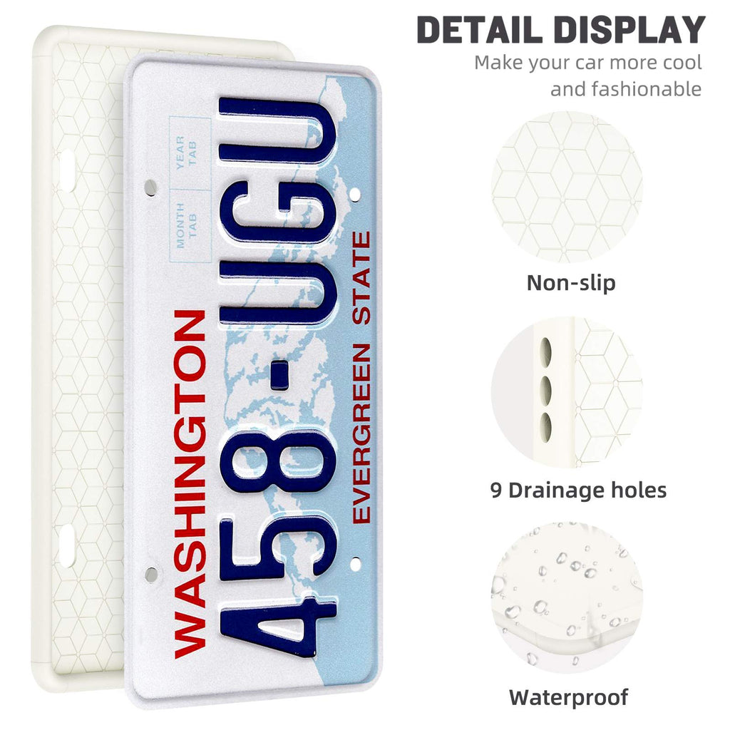QiqaMole 2 Pack License Plate Frame Include 1 Silicone License Plate Frame and 1 Crystal License Plate Cover with Rhinestone Crystal Diamond Screw Set Car Bling License Plate Frame (Black + AB Color)