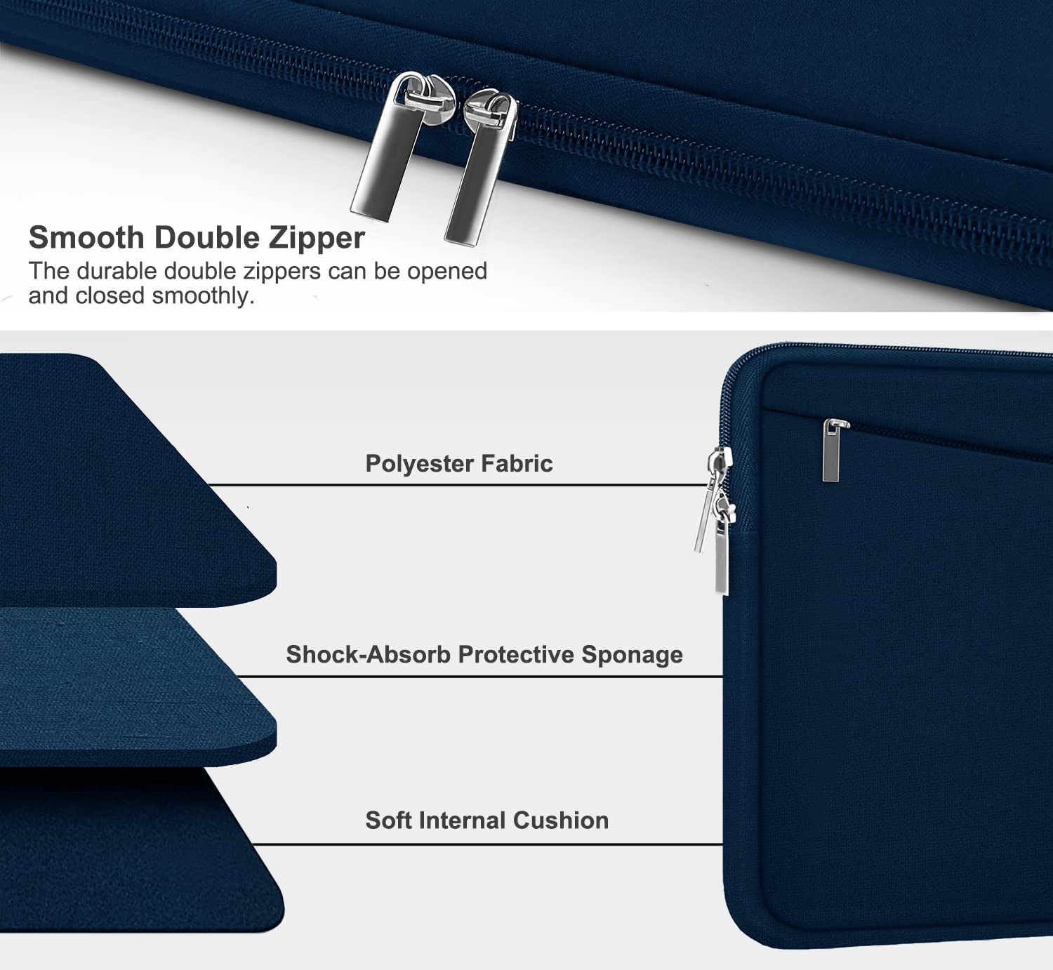 Laptop Sleeve Case 13.3 Inch, Durable 14 Inch Laptop Case Computer Carrying Bag Protective Cover Compatible with 13 14 inch MacBook Pro, MacBook Air, Dell, HP, Lenovo, Notebook, Computer, Black