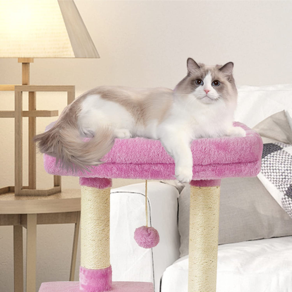 FISH&NAP Cute Cat Tree Kitten Cat Tower for Indoor Cat Condo Sisal Scratching Posts with Jump Platform Cat Furniture Activity Center Play House Beige