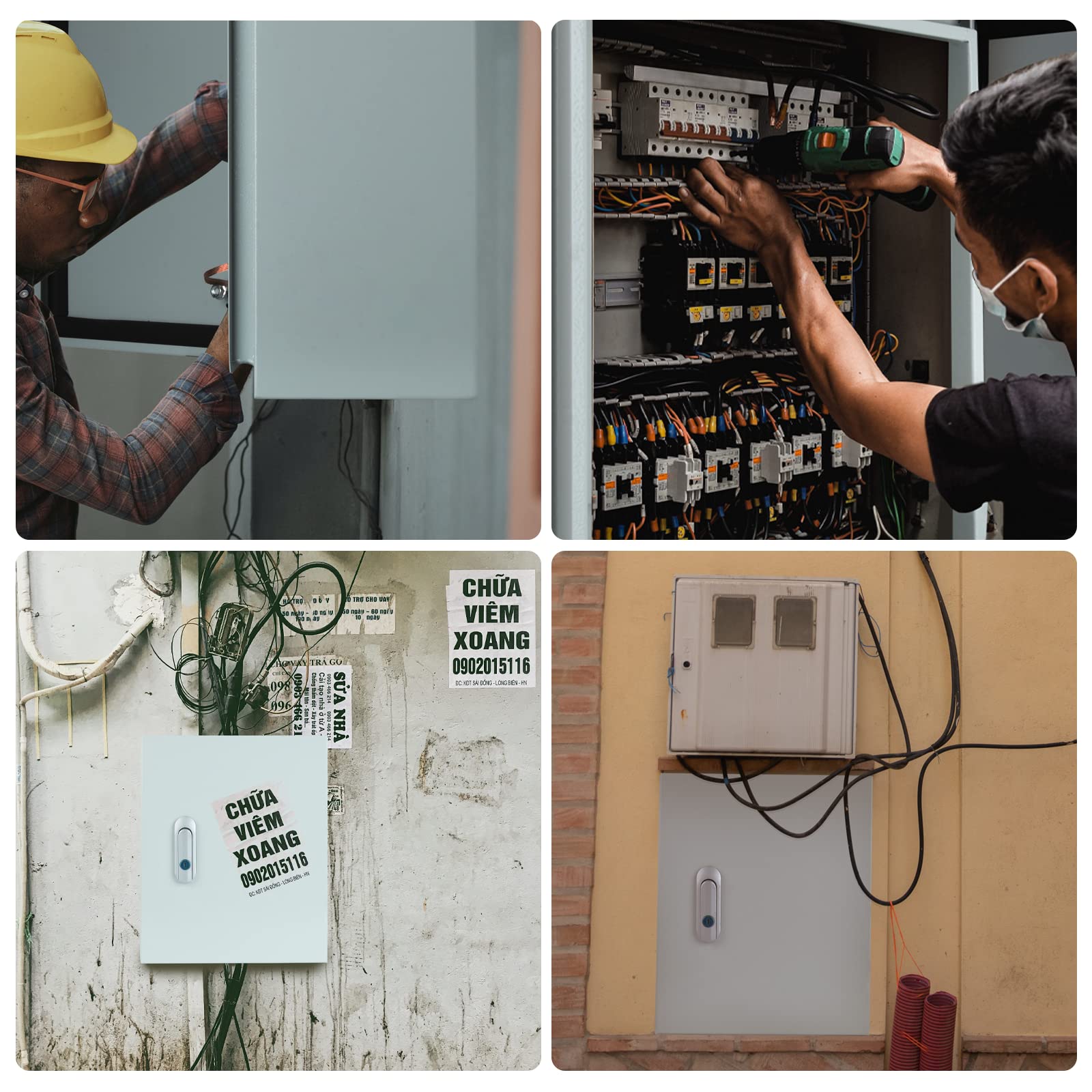 Steel Electrical Junction Box, Indoor&Outdoor Electrical Enclosure Box, Wall Mounted Waterproof&Dustproof Metal Box, Universal Electric Equipment Enclosure Box with Safety Locks and Mounting Plates