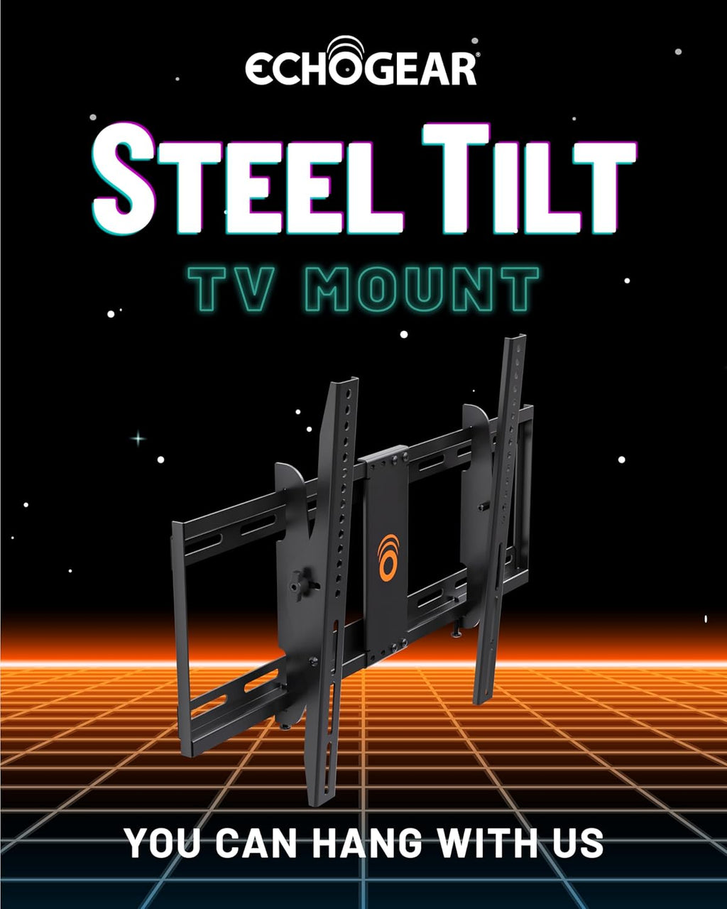 ECHOGEAR Tilting TV Wall Mount with Low Profile Design for 32-70 inch TVs - Eliminates Screen Glare with 15º of Smooth Tilt - Easy Install with All Hardware Included - EGLT1-BK