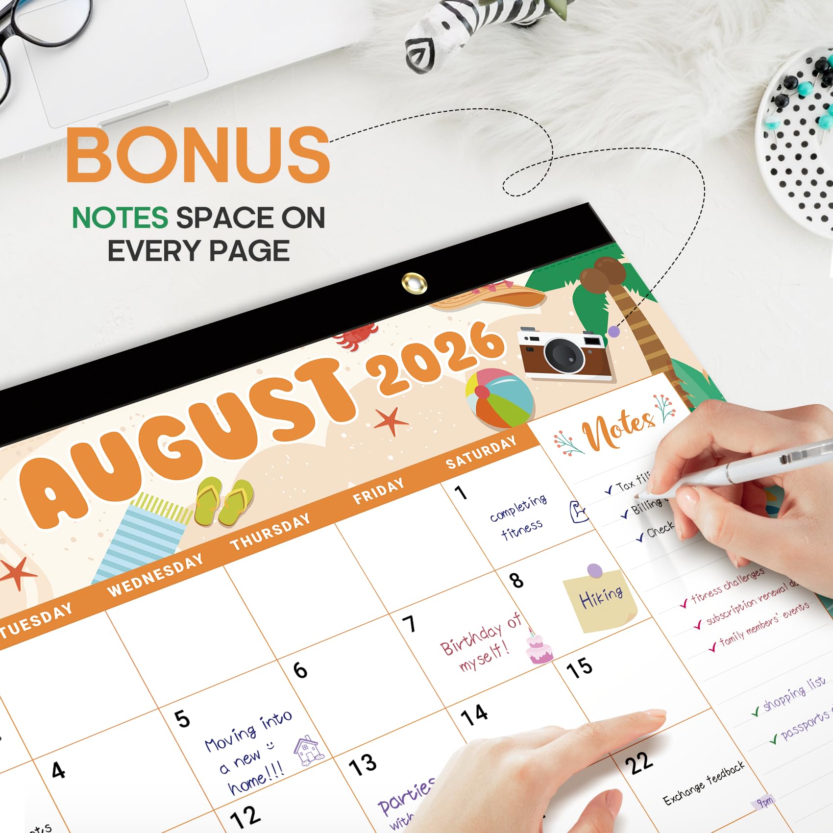 Desk Calendar 2026-2027, 21-Month Calendar Runs Until June 2027, Large 17" x 12" Monthly Desktop & Wall Calendar for Home & Office - Floral