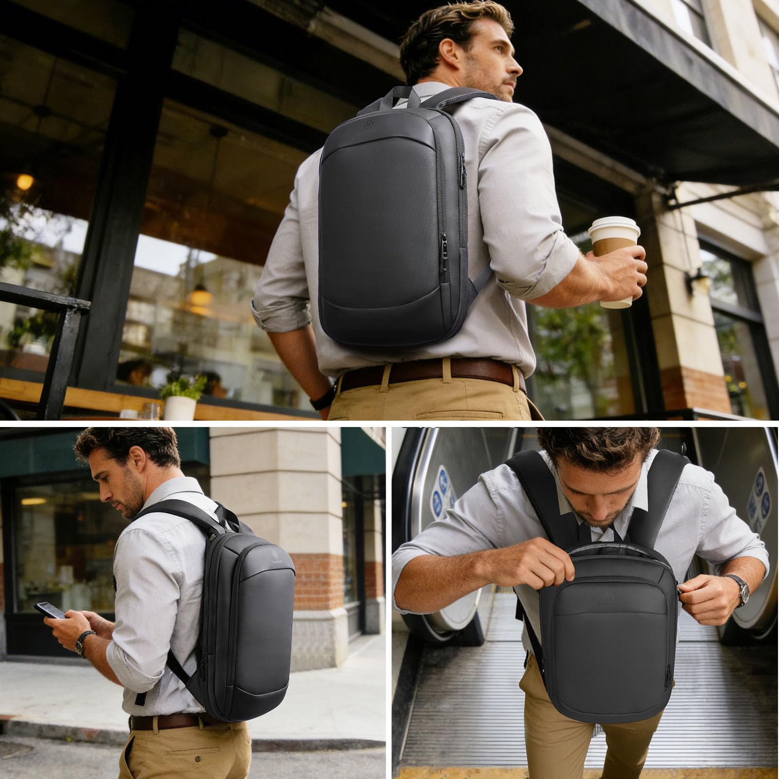 hk Business Backpack for Men 15.6 Inch,Slim & Expandable Waterproof Travel Laptop Backpack, Anti-Theft Lightweight Work Computer Bag, College Laptop Backpacks Gifts for Men Women-Black