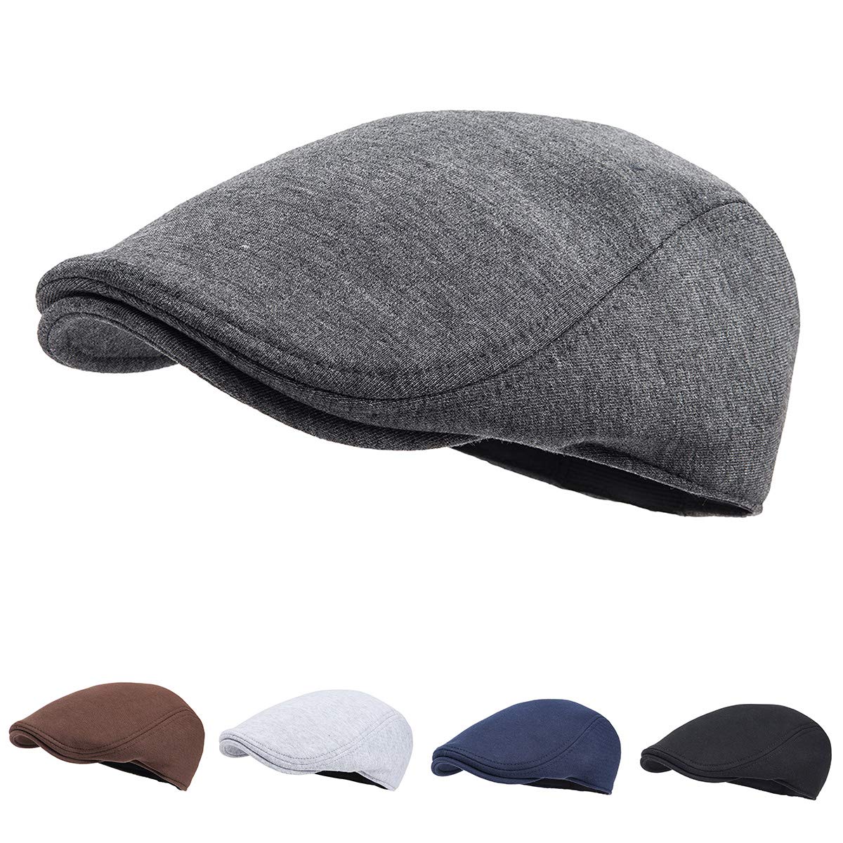 FEINION Men Cotton Newsboy Cap Soft Fit Cabbie Hat