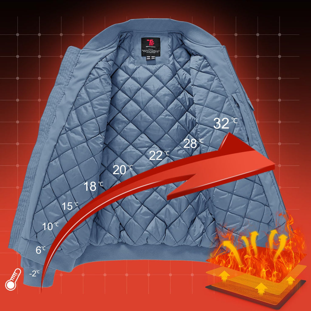 Gopune Men's Windproof Bomber Jacket Warm Water Resistant Windbreaker Winter Outwear Quilted Jackets Coats