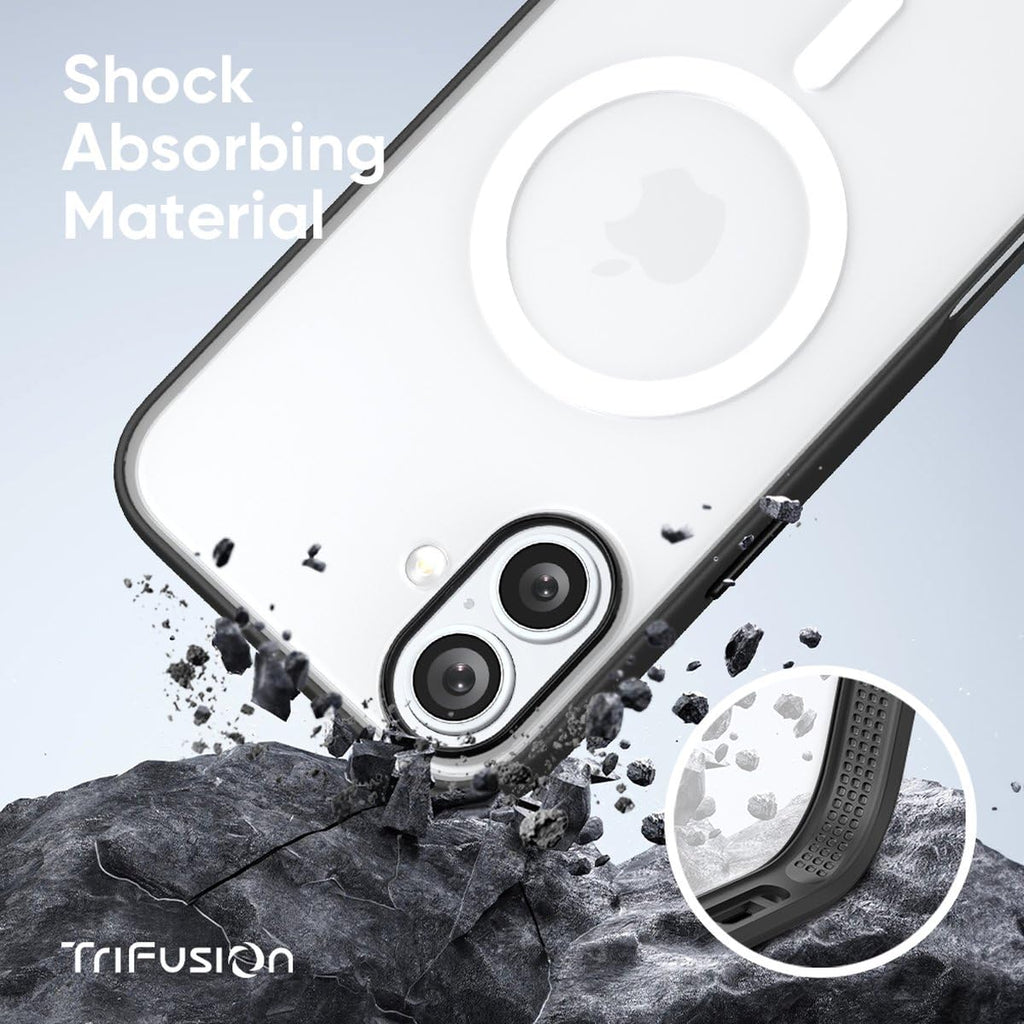 FLOLAB Surtect Tri-Fusion Magnetic for iPhone 16 Case Protective Slim Design Magsafe Compatible Military Grade - Black Clear