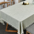 TruDelve Cotton Table Cloth Square Tables Beige Striped Tablecloths Fall Outdoor Tablecloth for Picnic Table Cover (Beige,55"x55",Square)