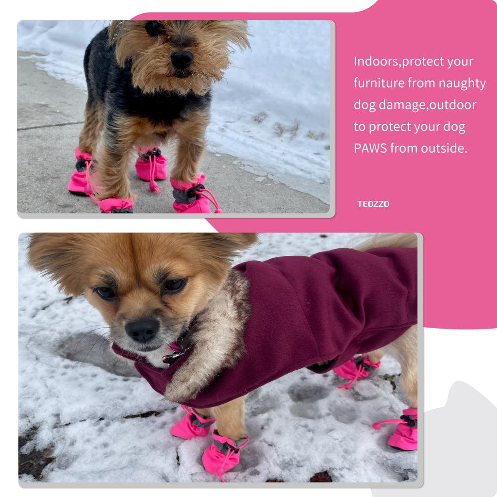 Dog Shoes for Hot Pavement, Summer Dog Boots & Paw Protector, Anti-Slip Sole Dog Booties with Reflective Straps Dog for Small Medium Dogs 4PCS (A-Pink, Size 3: 1.37"(Width))