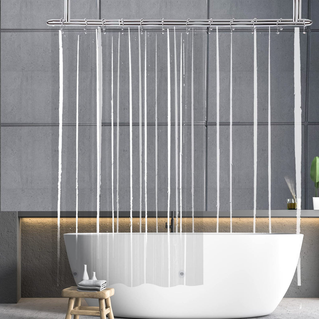 YISURE Clawfoot Tub Clear Short Length 60 Inch Shower Curtain Liner, 180x60 Inch Extra Wide 360 Shower Curtain PEVA Waterproof Wrap Around Bath Tub Curtain