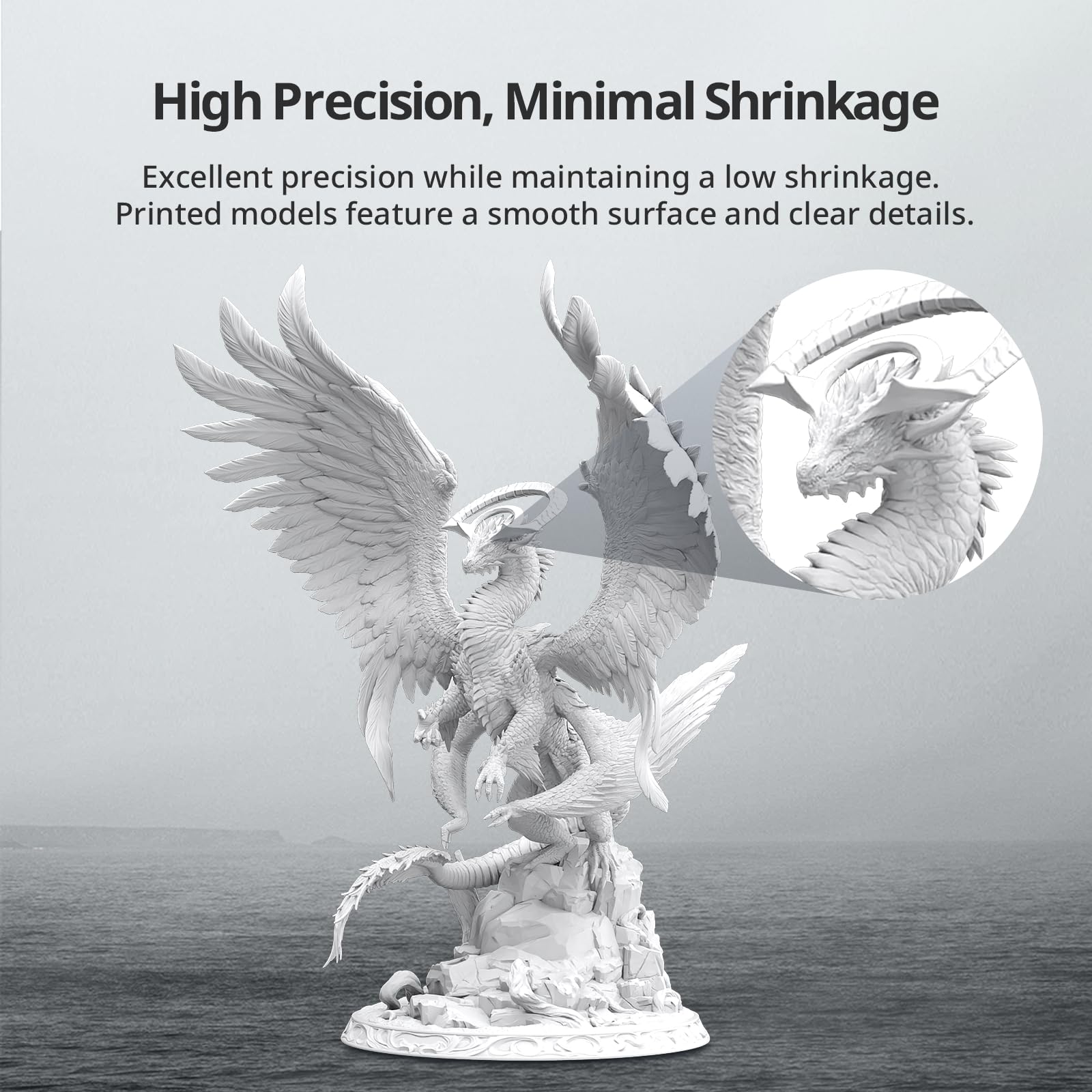 ANYCUBIC Tough Resin 2.0, 3D Printer Resin with Upgraded High Toughness and High Precision, 365-405nm Fast Curing 3D Resin for 4K 8K LCD/DLP/SLA 3D Printing (Black, 1kg)