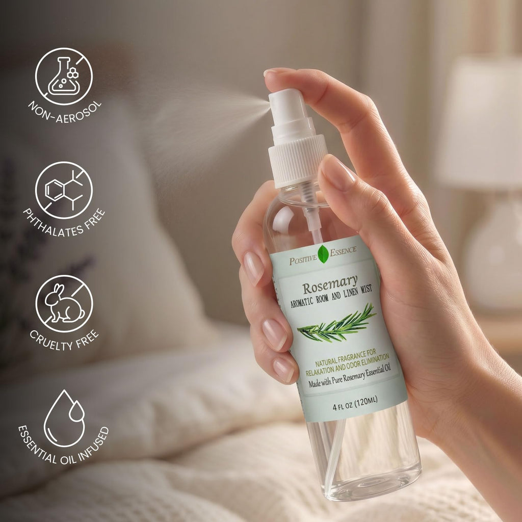 Linen and Room Spray Gift Set, (Lavender, Lemongrass, Rose, & Peppermint), Natural Air Freshener Made with Pure Essential Oils & Minimal Ingredients, Perfect Bathroom Spray or Room Mist, 4-Pack
