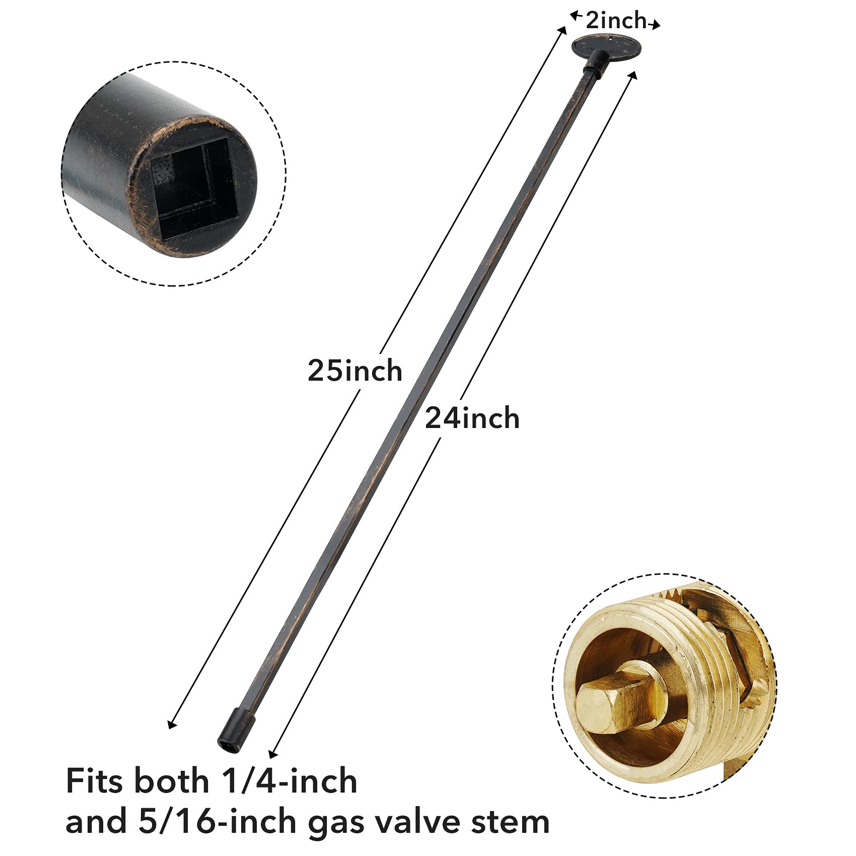 Stanbroil 3-Inch Gas Valve Key Fits 1/4" and 5/16" Turn Ball Valve for Gas Fire Pits and Fireplaces, Polished Chrome
