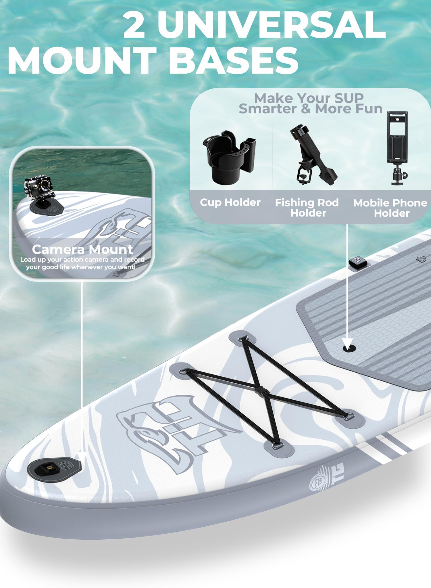 TIGERXBANG 11'6"/11'/10' Inflatable Paddle Board with Complete Accessories, Versatile Premium Paddle Boards for Adults/Youth, Stand Up Paddle Board Polar/Wave/Sunny Wave Collection