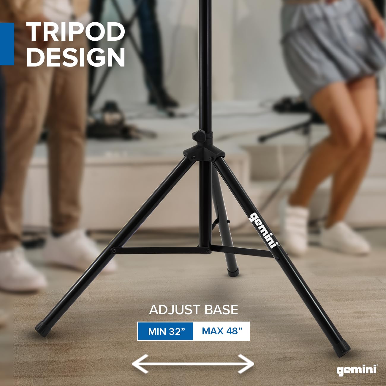 Gemini Sound ST-Pack Heavy Duty Professional Audio Universal DJ Fold-Out Telescoping Tripod Steel Speaker Stands (Set of 2), Up to 80" Inches Tall, 200lb Weight Capacity with Carry Bag Included,Black