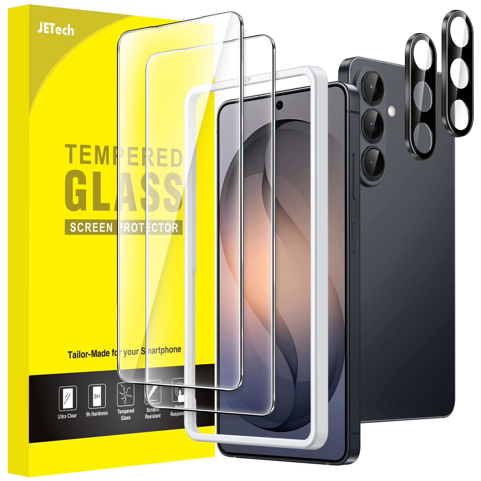 JETech Screen Protector for Samsung Galaxy S20 FE 6.5-Inch with Camera Lens Protector, Tempered Glass Film, Fingerprint ID Compatible, HD Clear, 2-Pack Each