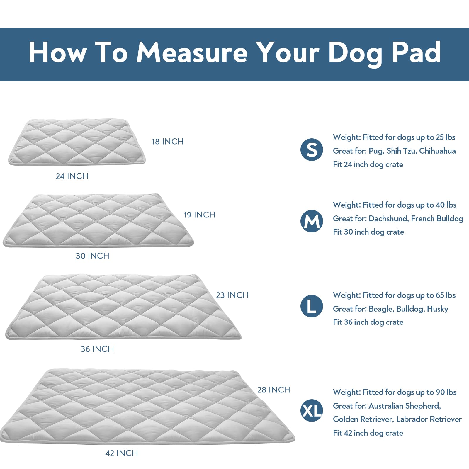 Magik & Kover Dog Crate Pad 2 Pack, Soft Dog Crate Mat with Anti-Slip Bottom, Machine Washable Kennel Pad, Fits 24 Inch, Grey