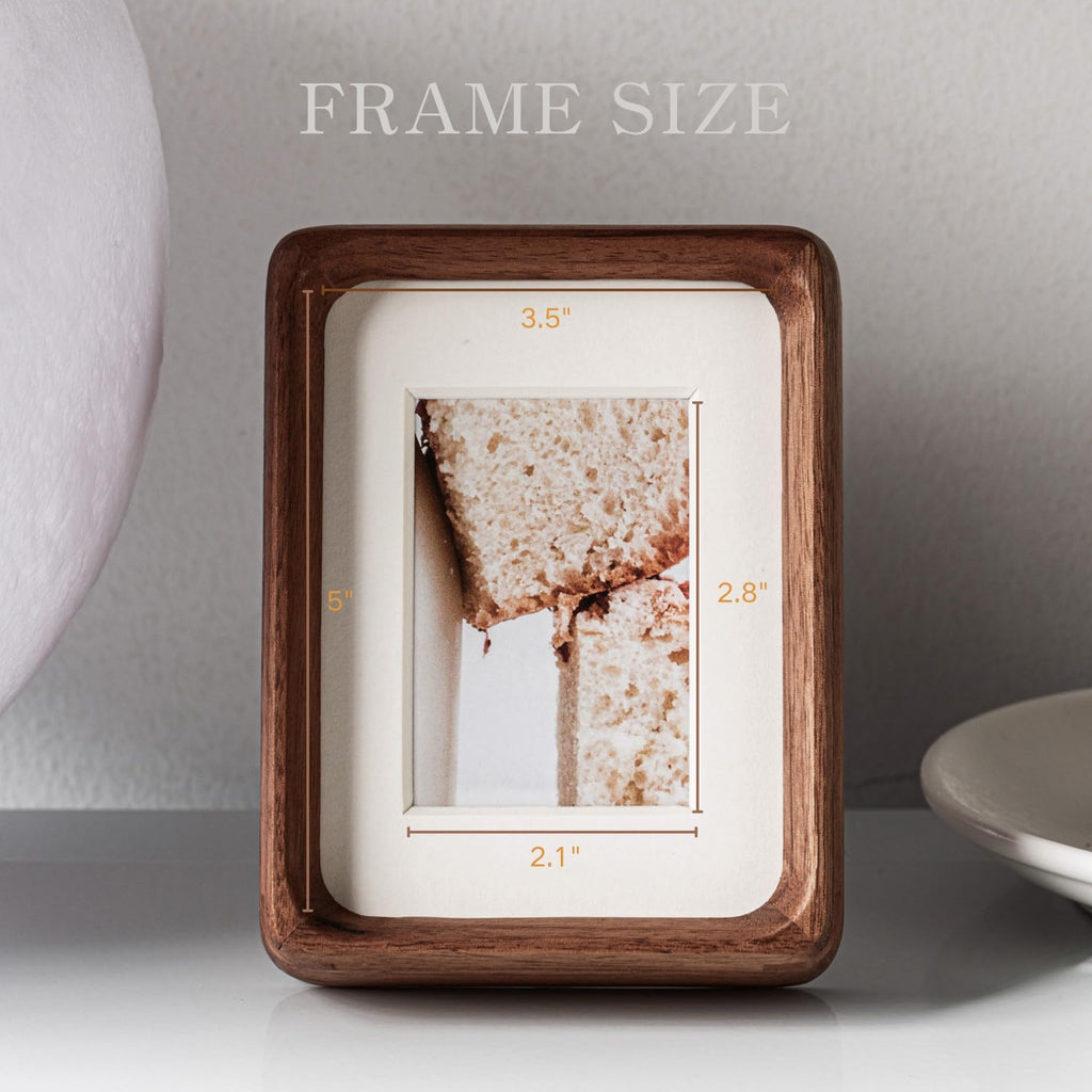 Mini Wood Picture Frame,Small Picture Frames 2x3 with Tiny Mat | Cute Polaroid Picture Frame,Teak Solid Natural Wood Tiny Photo Frame, Tabletop and Wall Mounting
