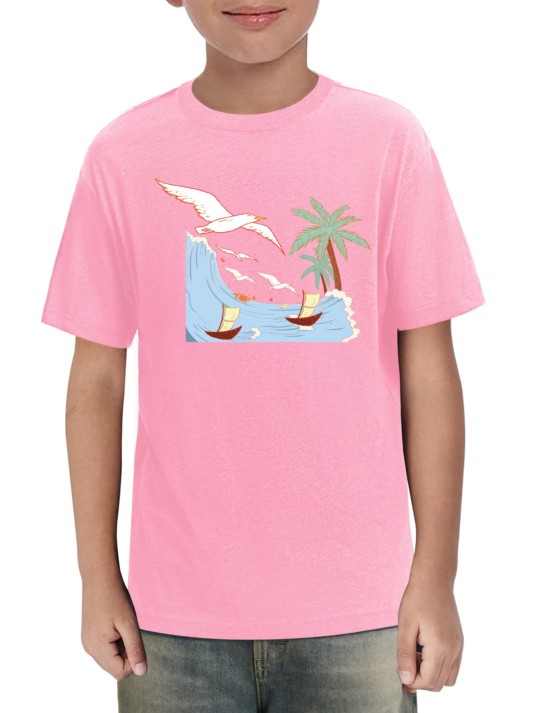 Haloumoning Boys Short Sleeve Shirts Kids Summer Crewneck T-Shirts Casual Tops Tees 5-14 Years