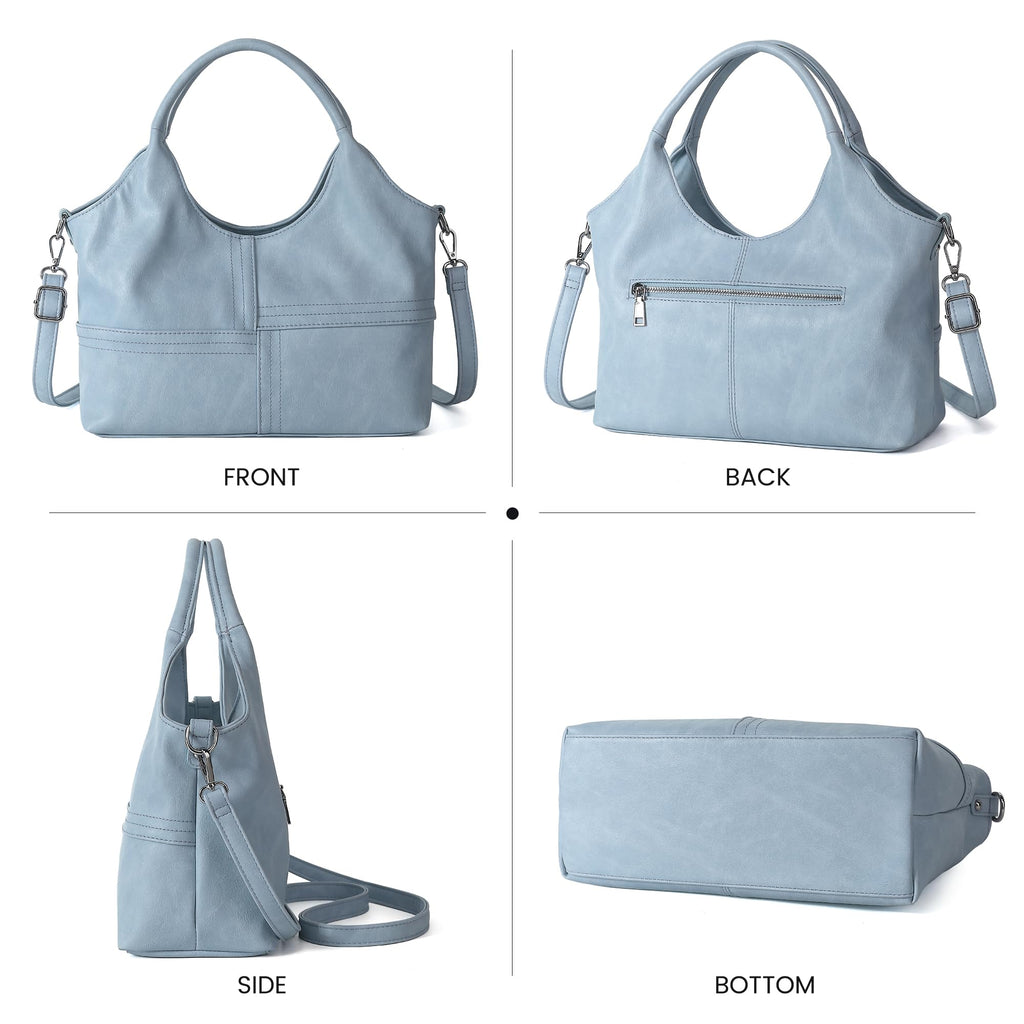 KOGTLA Medium Vegan Leather Purses for Women with Detachable Satchel Strap, Ladies Handbags, Tote Hobo Bags with Two-Handle