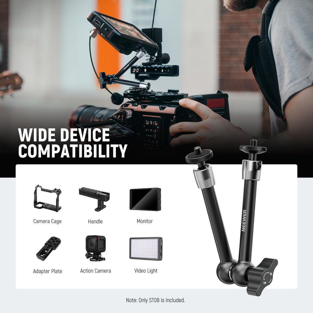 NEEWER 5.9"/15cm Adjustable Friction Magic Arm with 1/4" Screw on Both Ends, Compatible with SmallRig Cage, Flash/LED Light/Microphone/Monitor/SuperClip, Max Load 4.4lb/2kg, ST15